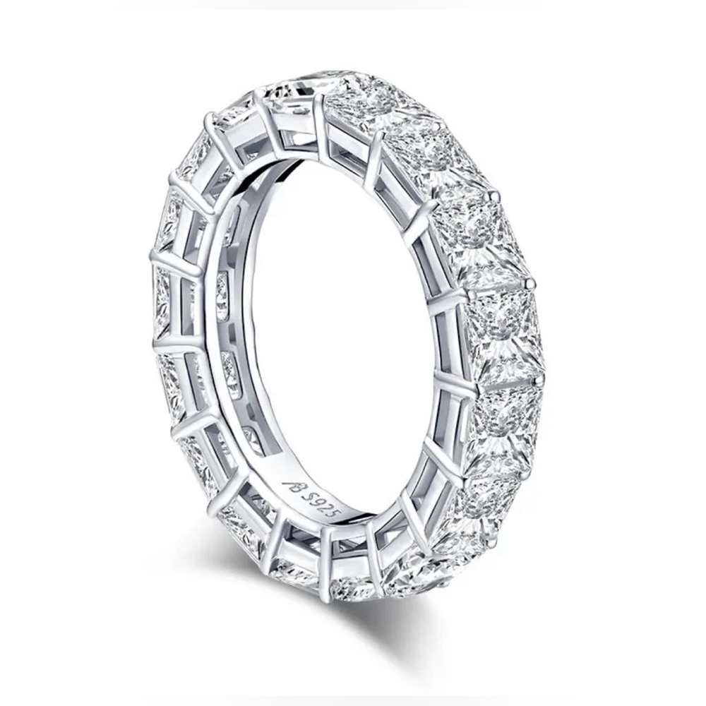 Princess Cut Eternity Wedding/Anniversary Ring - Picture 4 of 7
